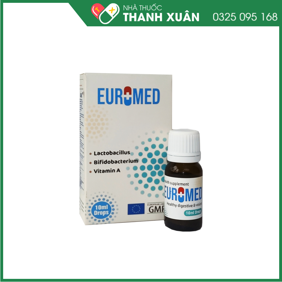 Euromed giúp bổ sung lợi khuẩn, hỗ trợ hạn chế rối loạn tiêu hóa do loạn khuẩn đường ruột, táo bón hoặc sử dụng kháng sinh dài ngày